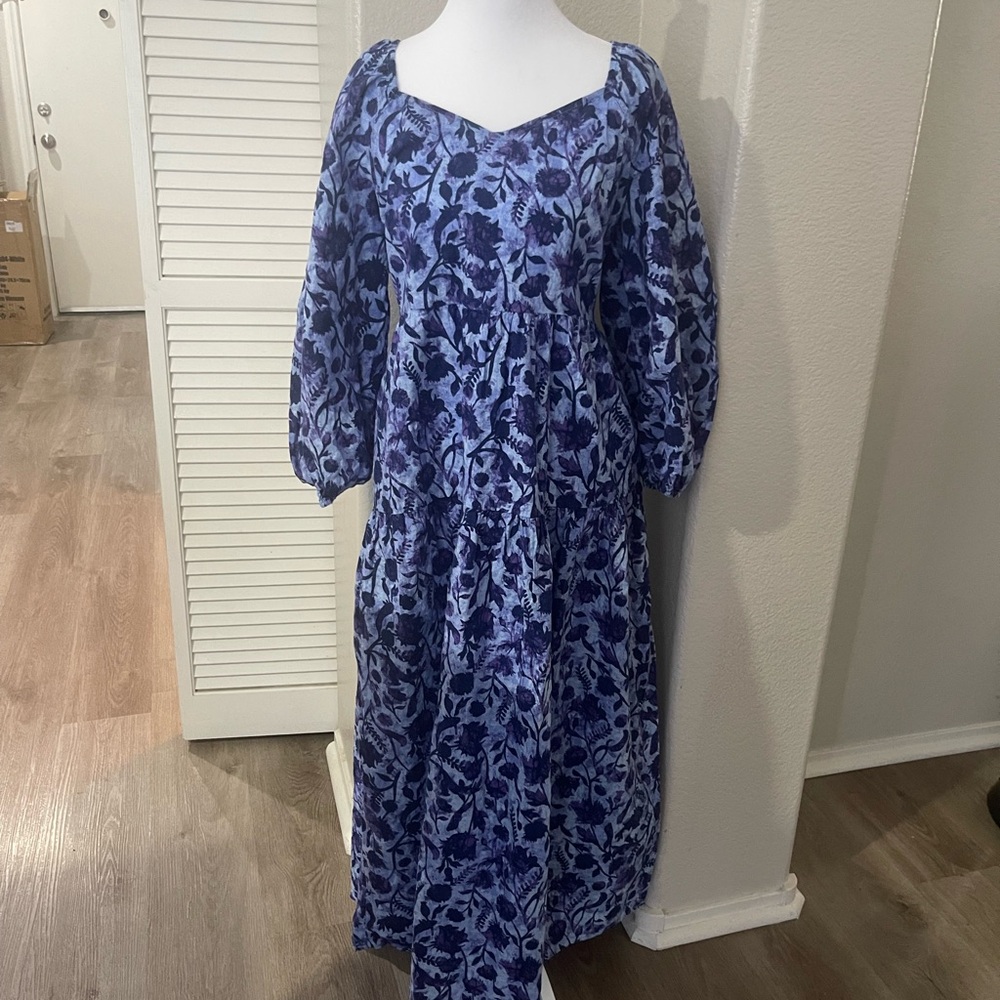 Universal Thread Blue and White Sundress with Sweetheart Neckline